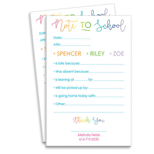 Multi Color Note To School Notepads